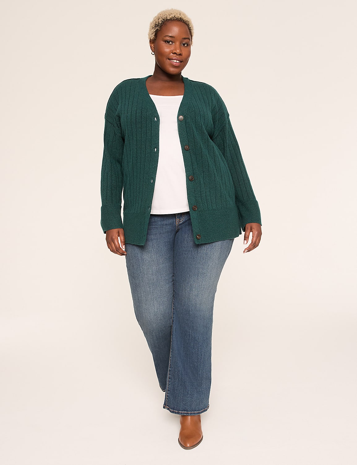 Ribbed Button-Front Cardigan Product Image 3