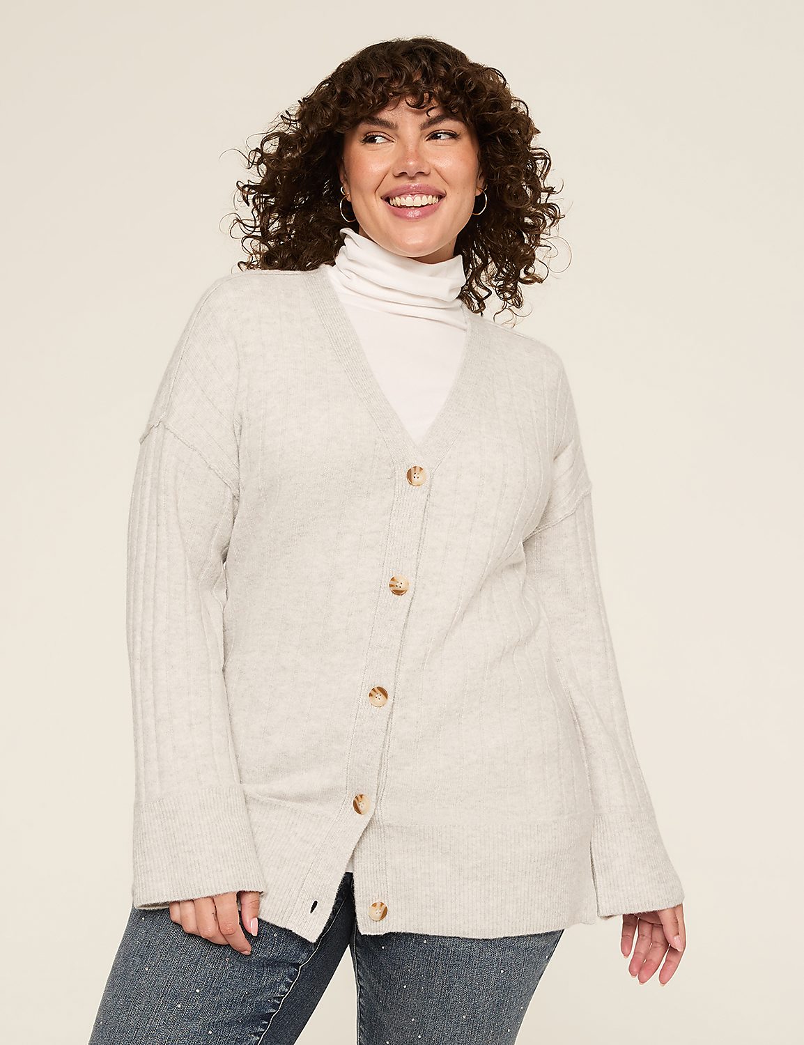 Ribbed Button-Front Cardigan Product Image 1