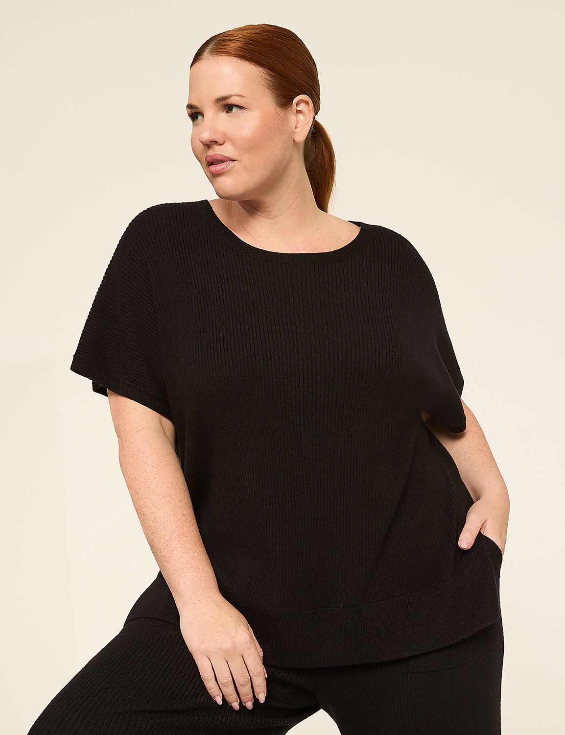 LIVI Short-Sleeve Crew-Neck Sweater Product Image 1