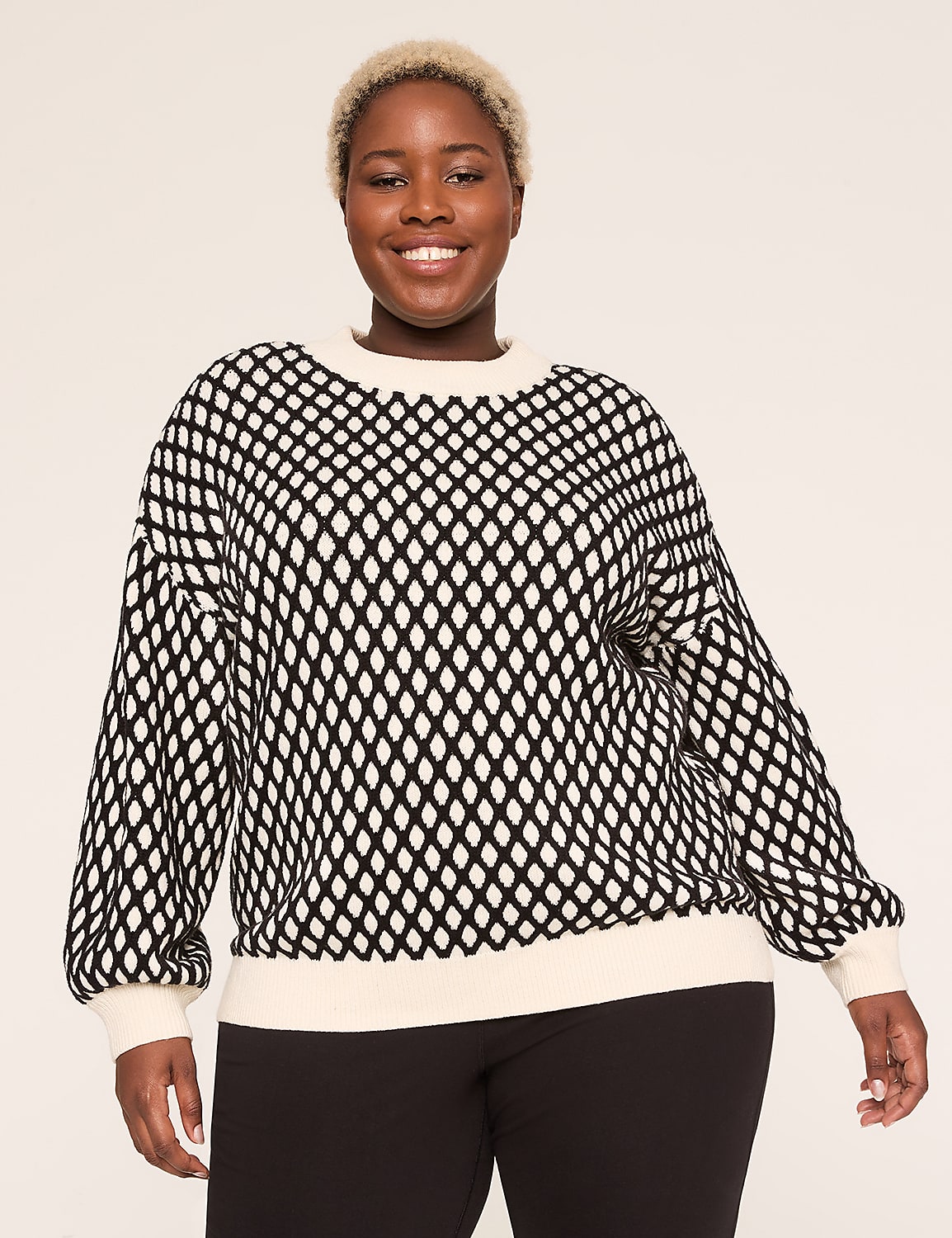LIVI Crew-Neck Contrast Sweater Product Image 1