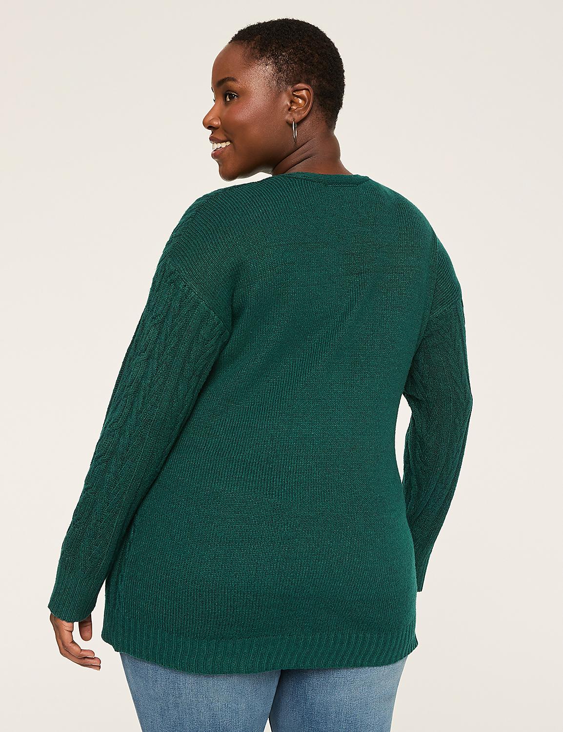 V-Neck Cable Knit Pullover Sweater Product Image 2