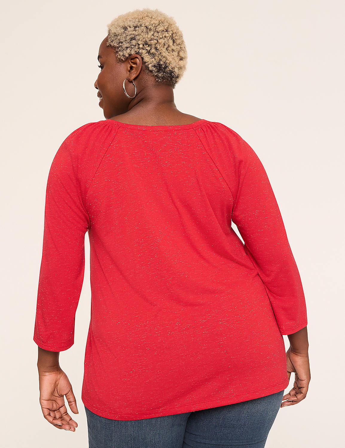 Sparkle Smocked-Shoulder Long-Sleeve Top Product Image 2