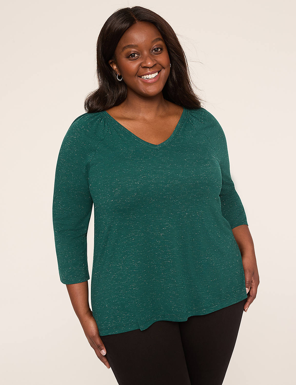 Sparkle Smocked-Shoulder Long-Sleeve Top Product Image 1