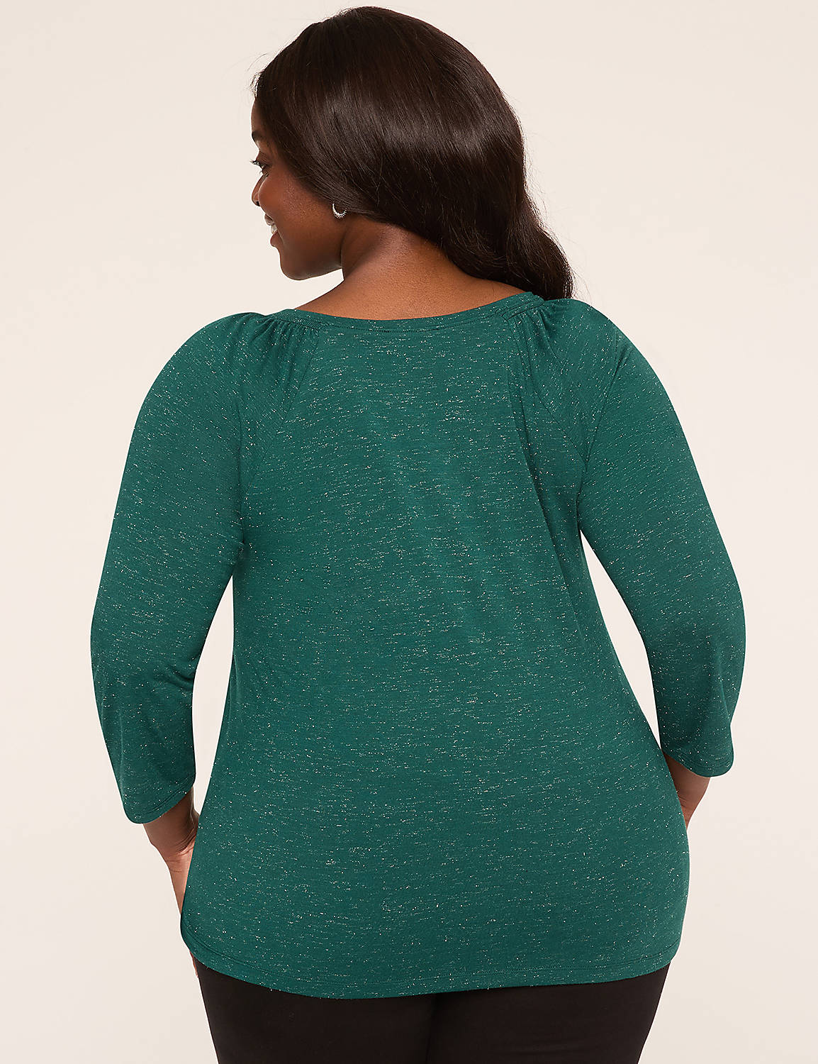 Sparkle Smocked-Shoulder Long-Sleeve Top Product Image 2