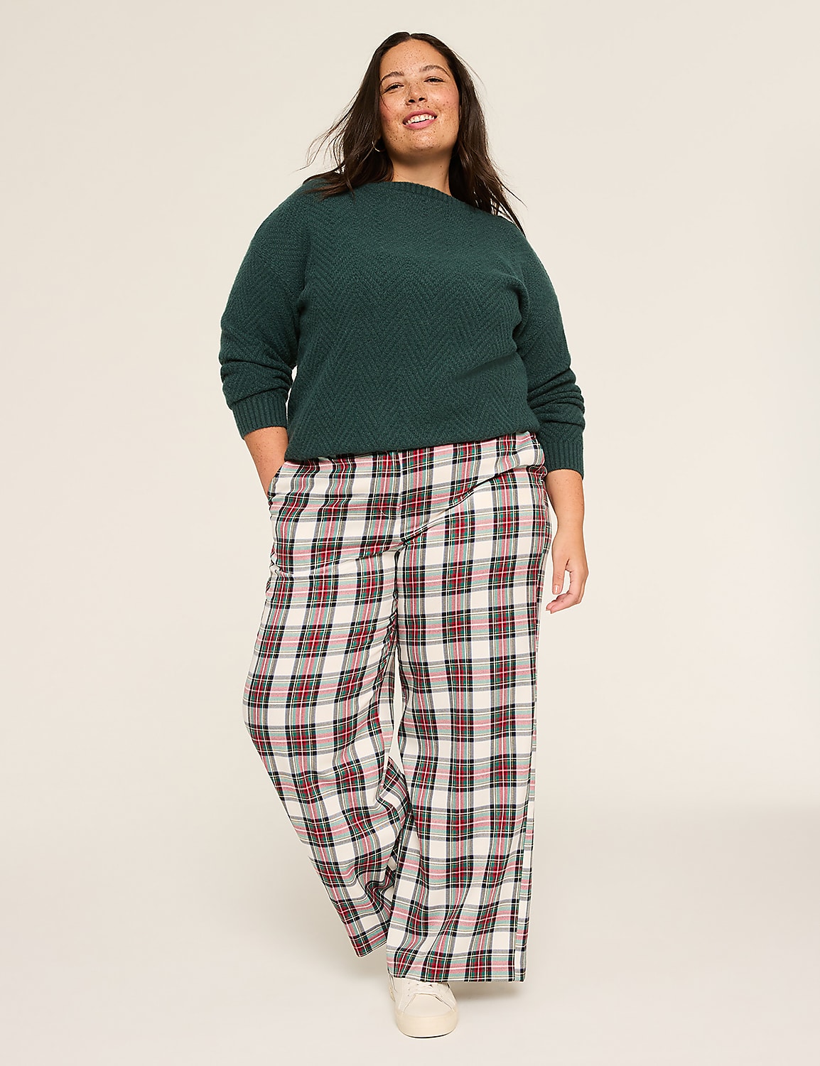 Perfect Drape Lurex High-Rise Plaid Wide Leg Pant Product Image 3