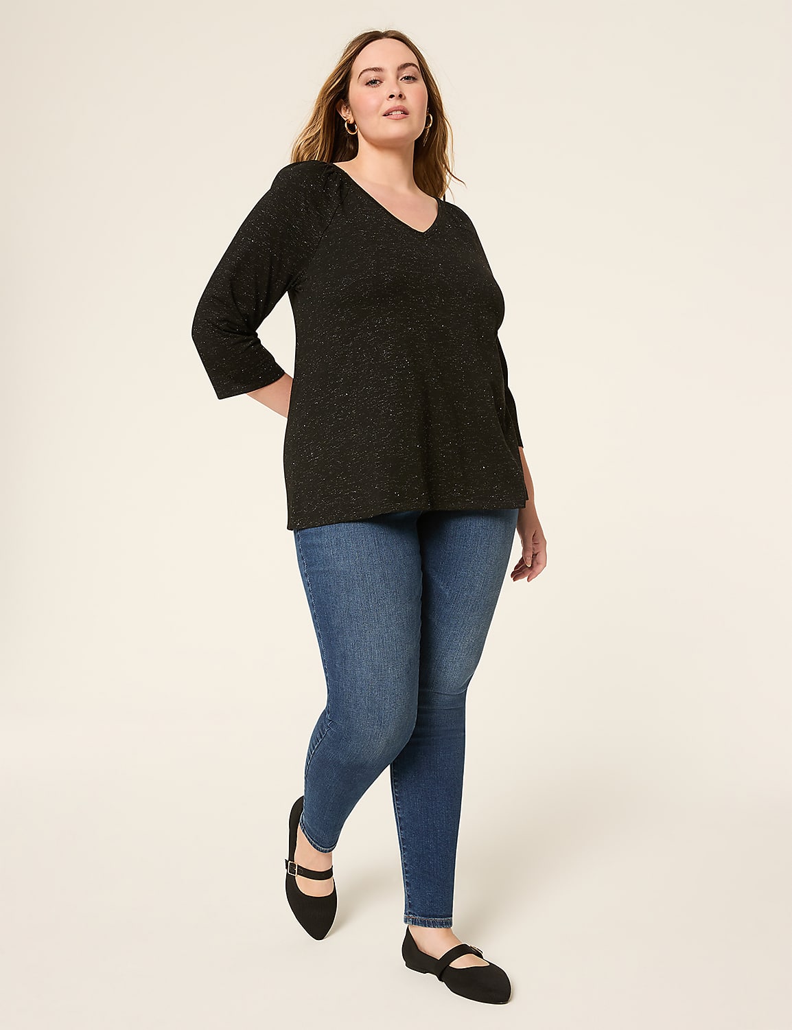 Long Sleeve Raglan Smocked Shoulder | LaneBryant