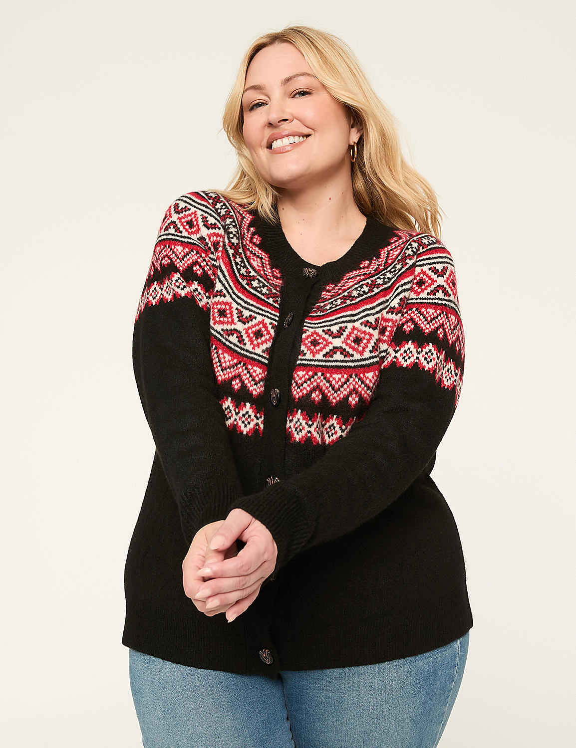 Fair Isle Button-Front Cardigan Product Image 1