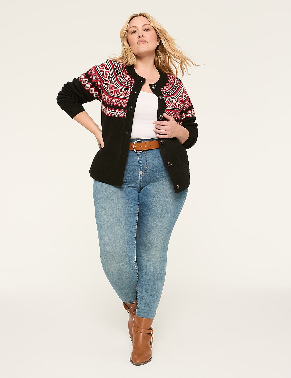 Fair Isle Button-Front Cardigan Product Image 3