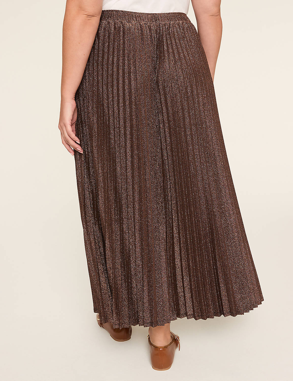 Pleated Metallic Knit Maxi Skirt Product Image 2