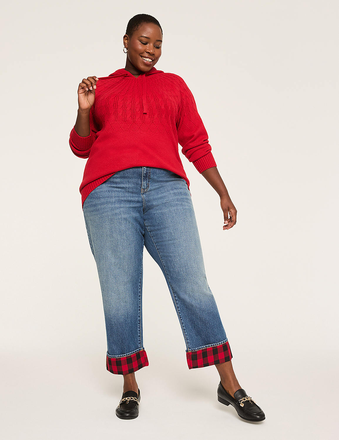 Cable Knit Hoodie Sweater Product Image 3