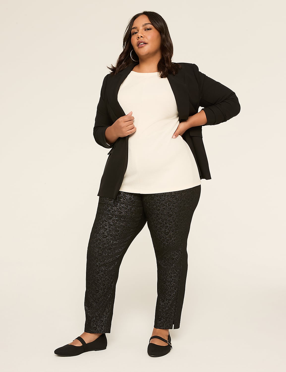 4-Season Lurex Print Slim Ankle Pant Product Image 3