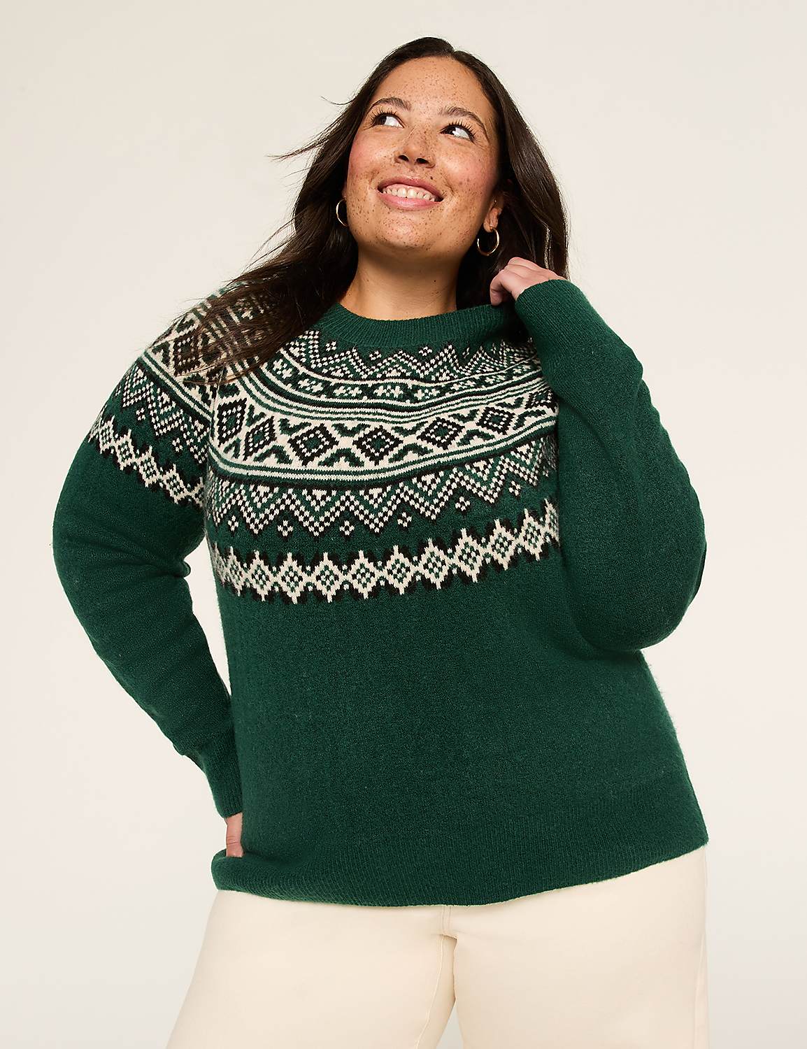 Fair Isle Crew-Neck Pullover Sweater Product Image 1
