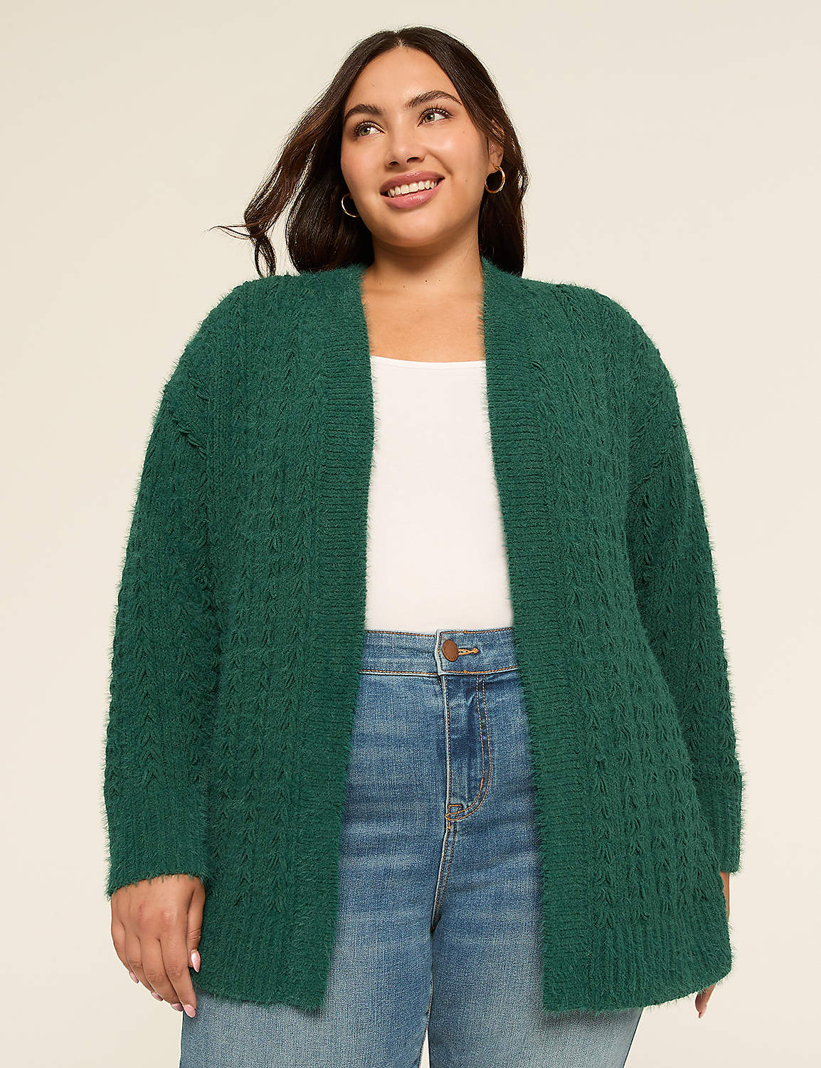 Open-Front Stitch Cardigan Product Image 1