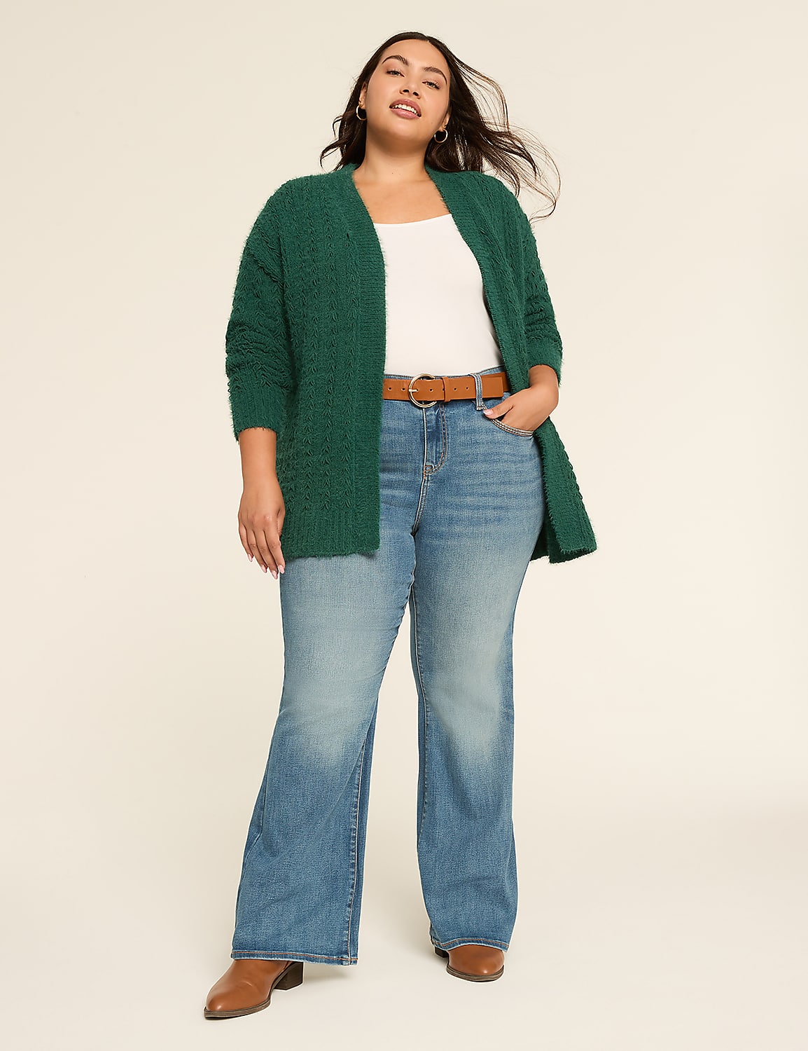 Open-Front Stitch Cardigan Product Image 3