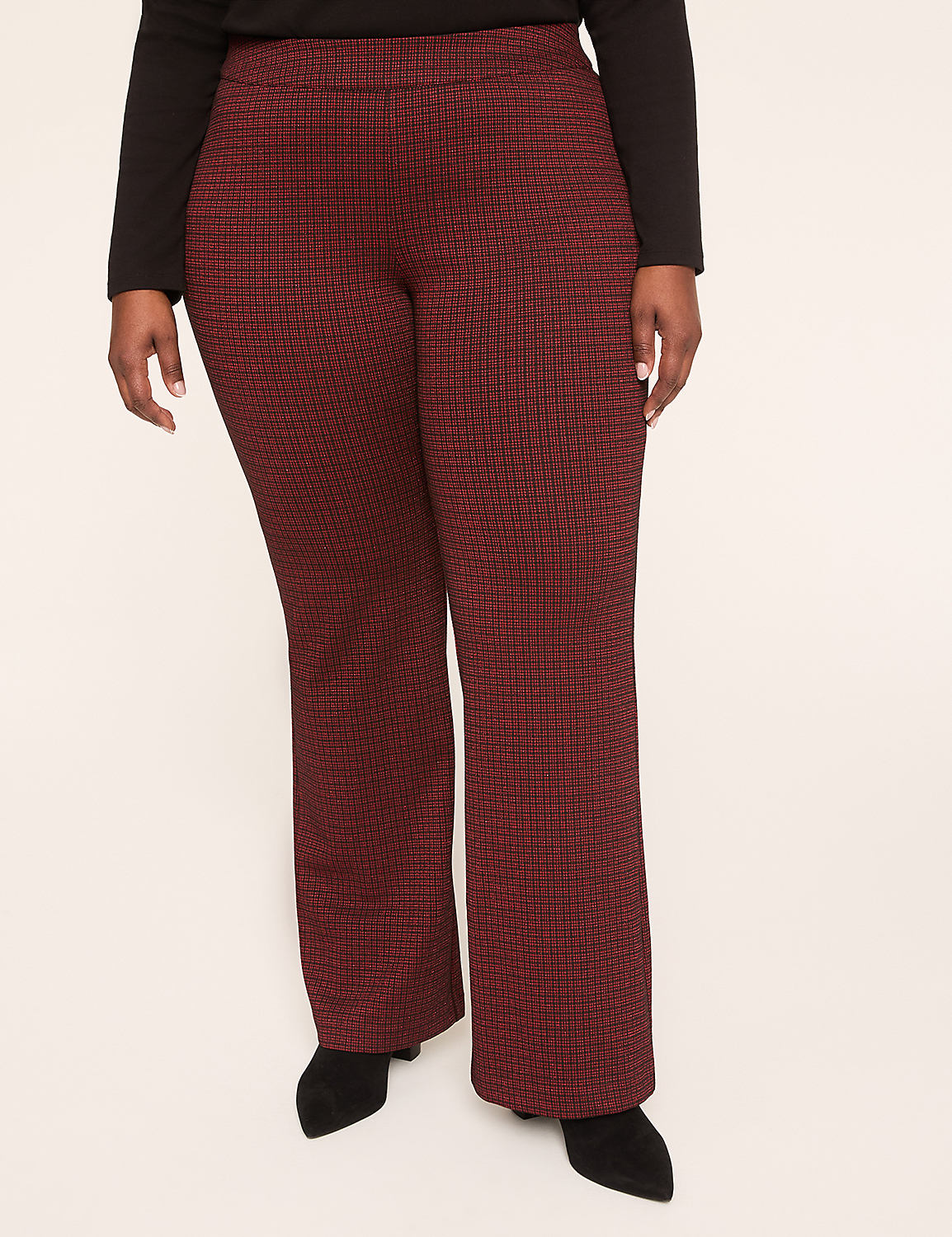 Ponte Pull-On High-Rise Flare Plaid Pant Product Image 1