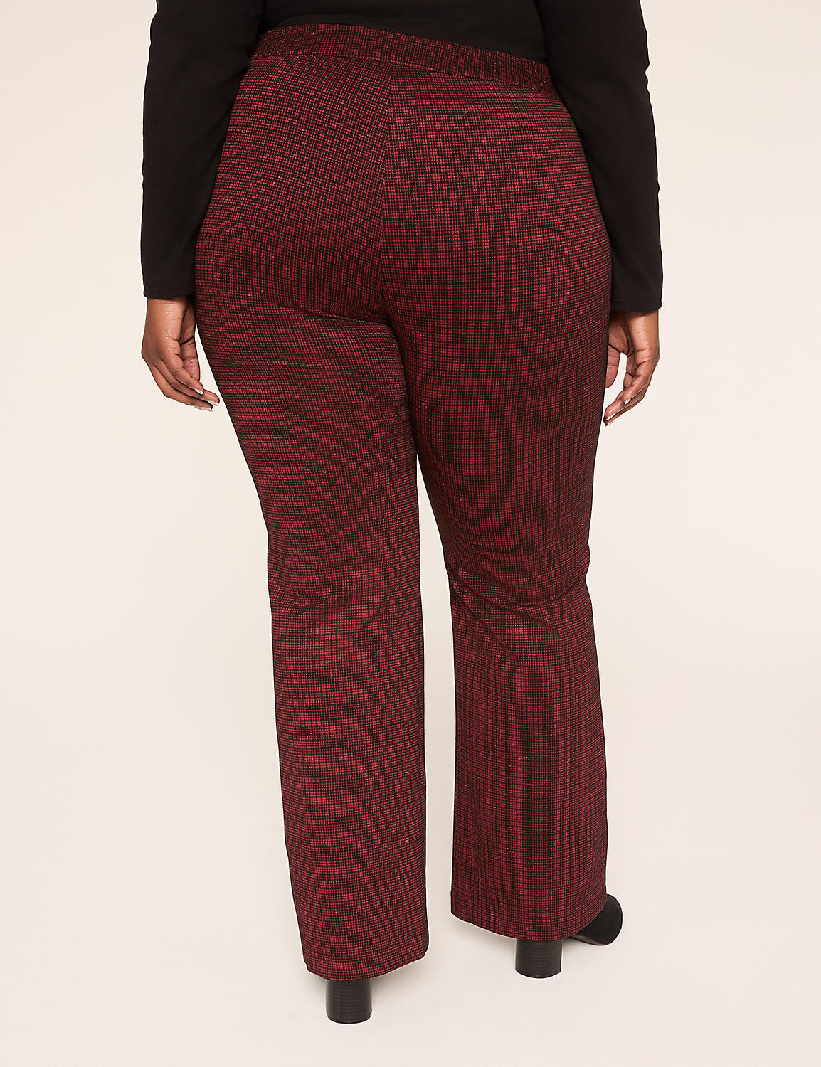 Ponte Pull-On High-Rise Flare Plaid Pant Product Image 2
