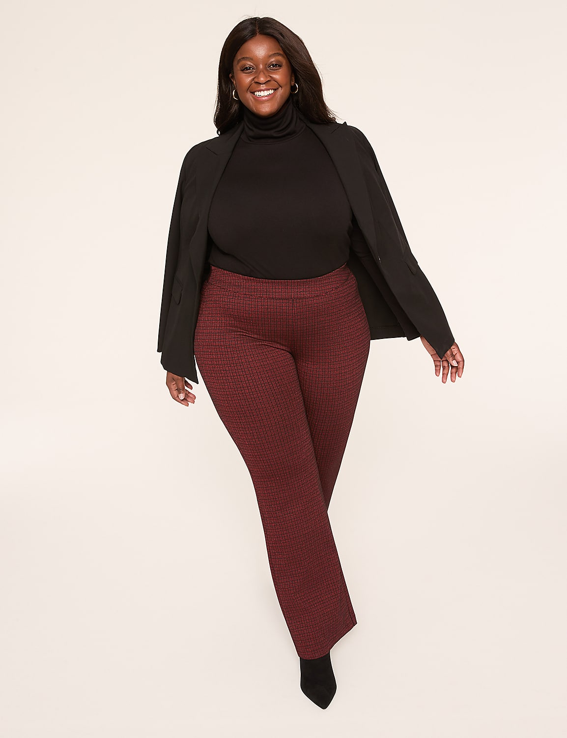 Ponte Pull-On High-Rise Flare Plaid Pant Product Image 3