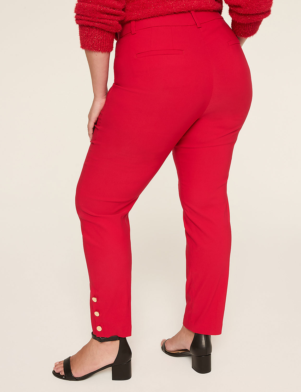 4-Season Button-Detail Red Slim Ankle Pant Product Image 2