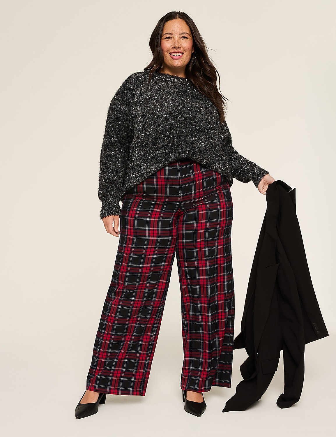 Perfect Drape High-Rise Plaid Wide Leg Pant Product Image 3