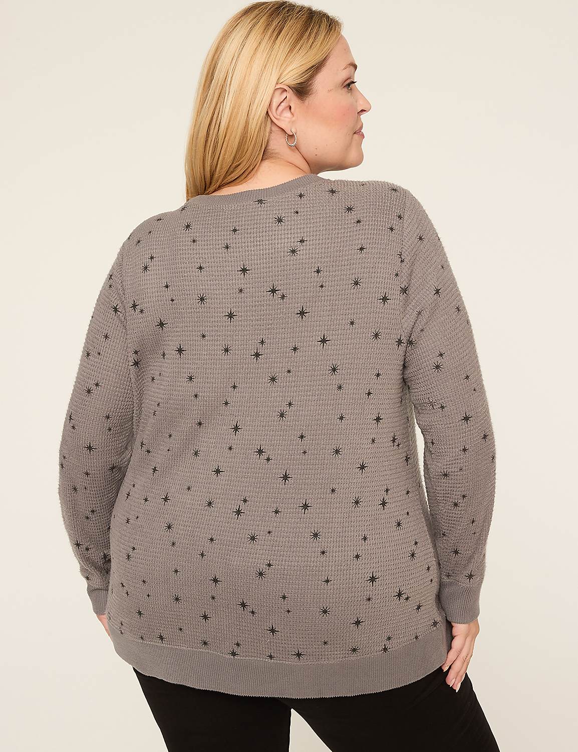 Crew-Neck Waffle Knit Top Product Image 2