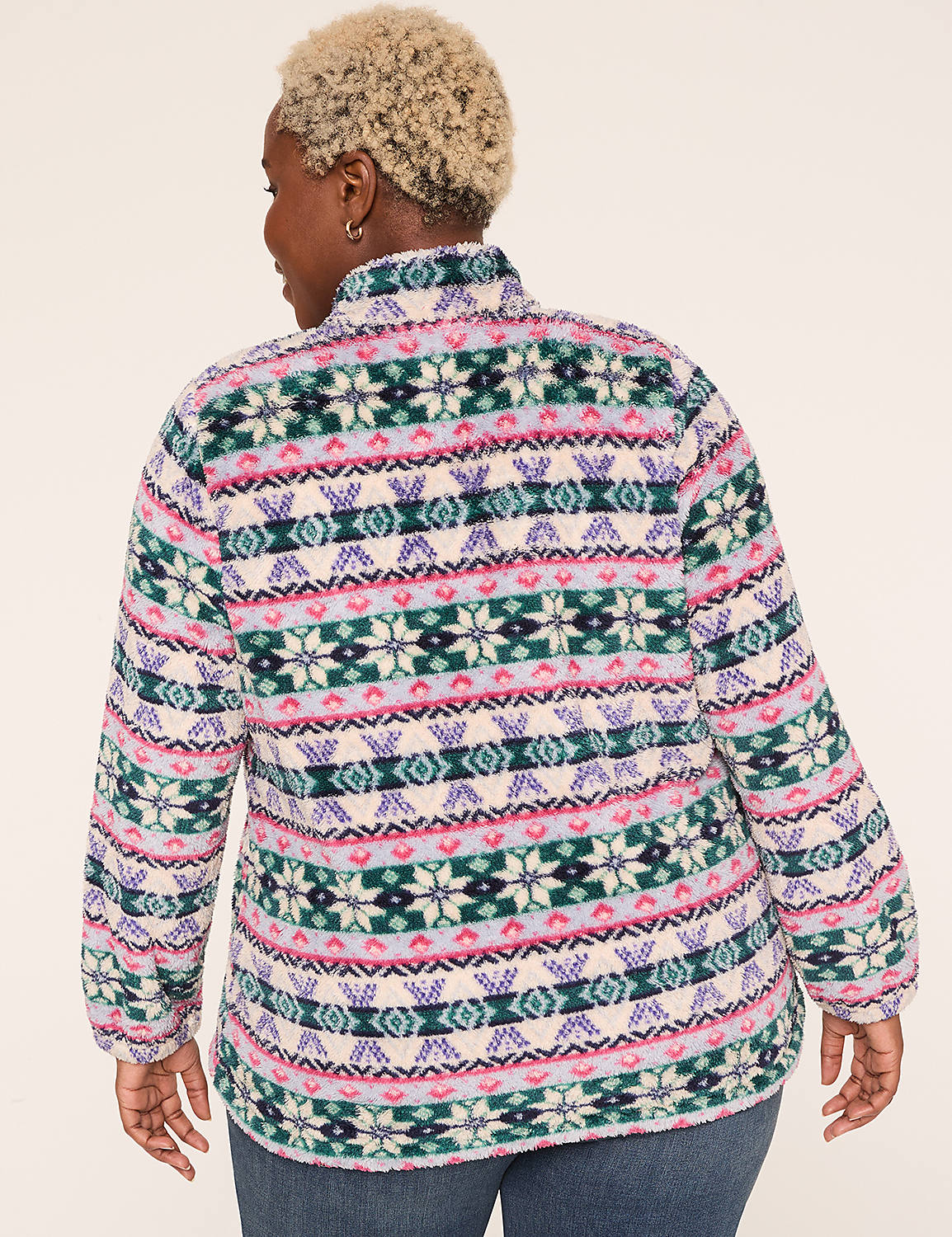Half-Zip Sherpa Mock-Neck Top Product Image 2