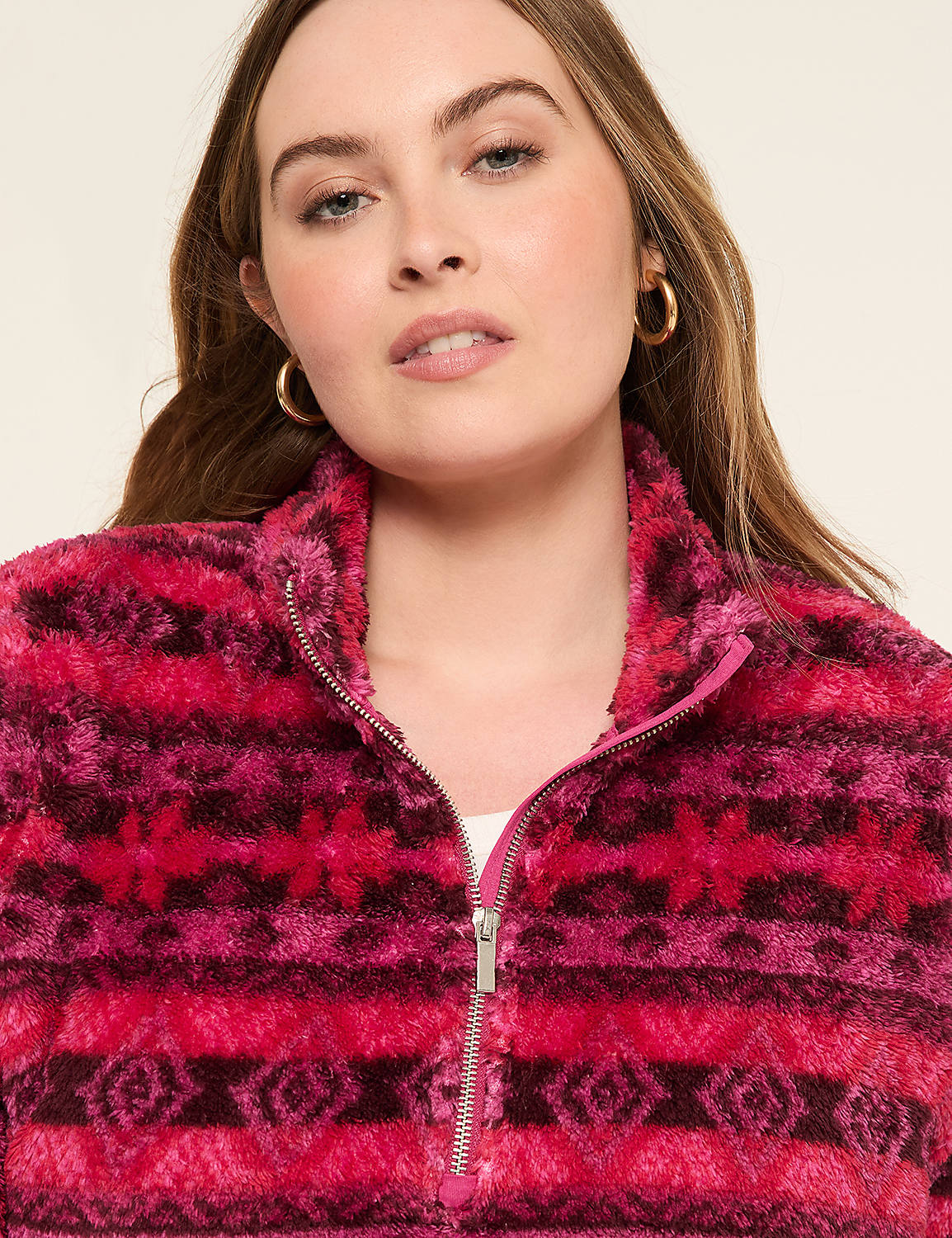 Half-Zip Sherpa Mock-Neck Top Product Image 4