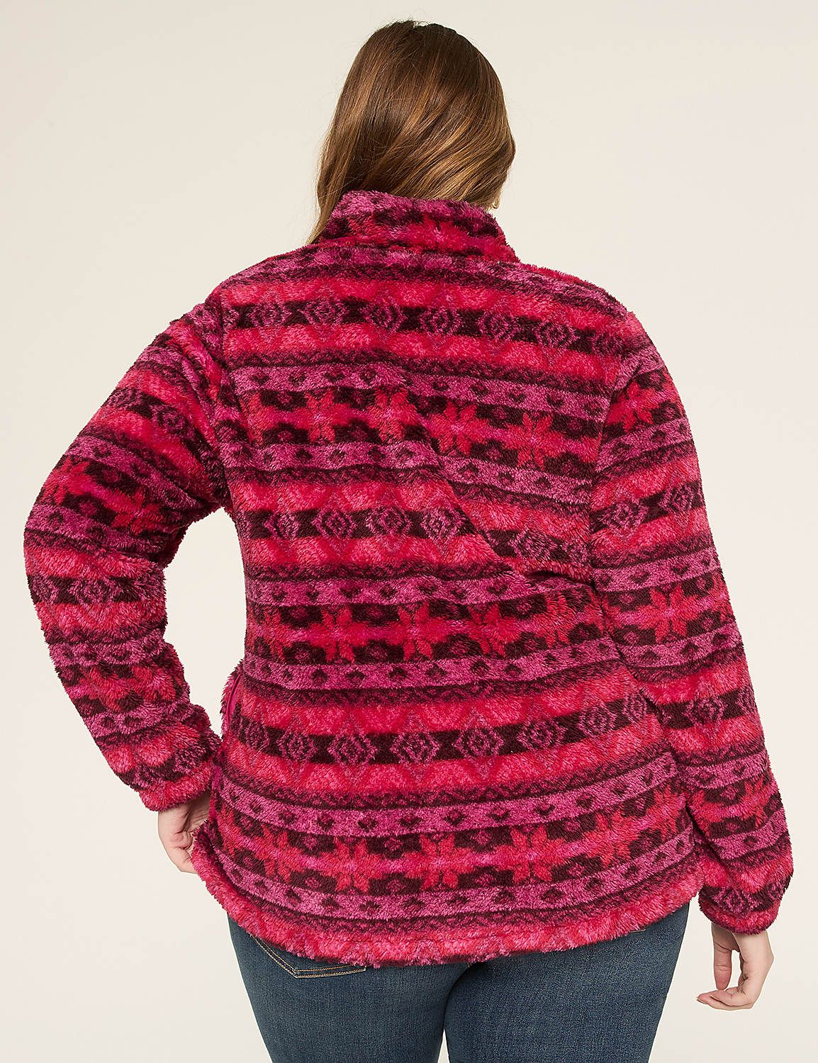 Half-Zip Sherpa Mock-Neck Top Product Image 2
