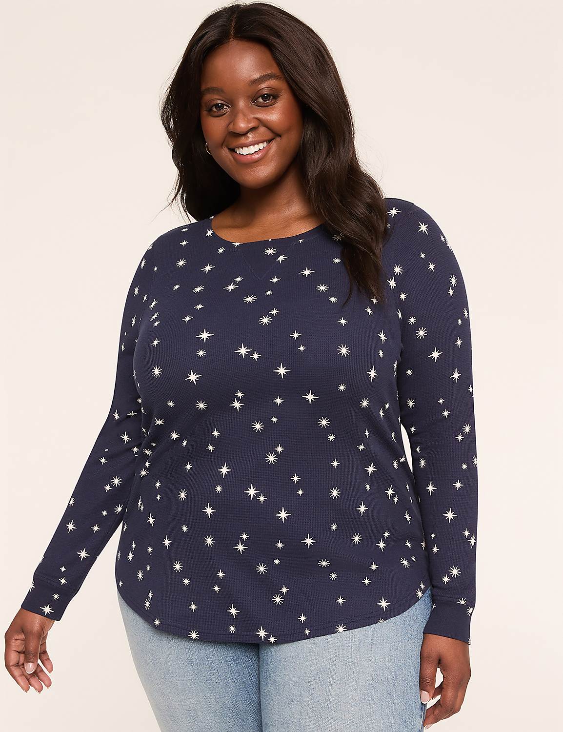 Waffle Knit Curved-Hem Tunic Product Image 1