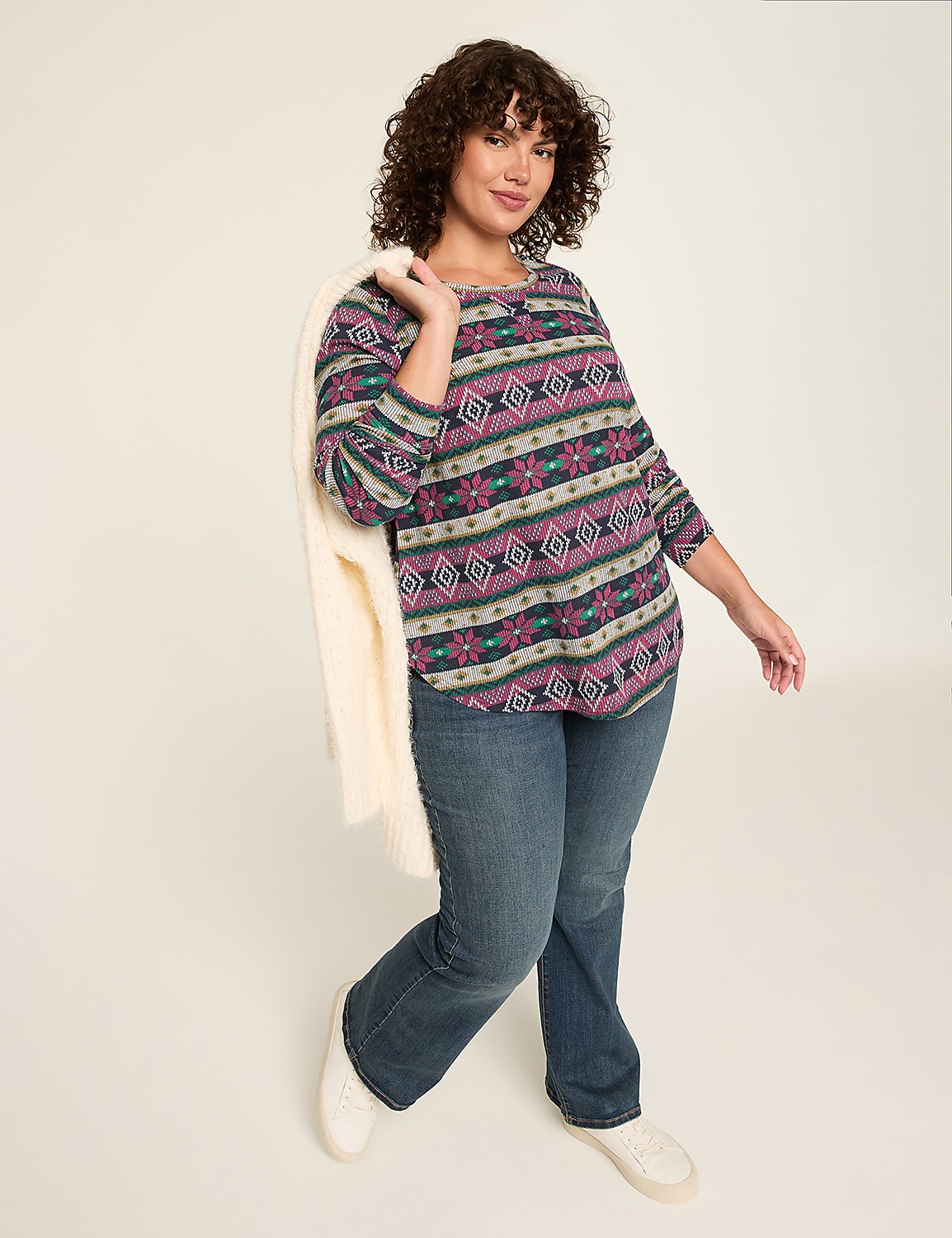 Waffle Knit Curved-Hem Tunic Product Image 3