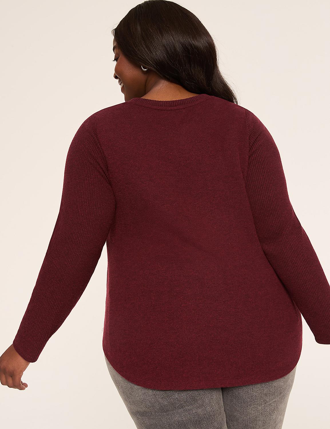 Rib-Sleeve Curved-Hem Top Product Image 2