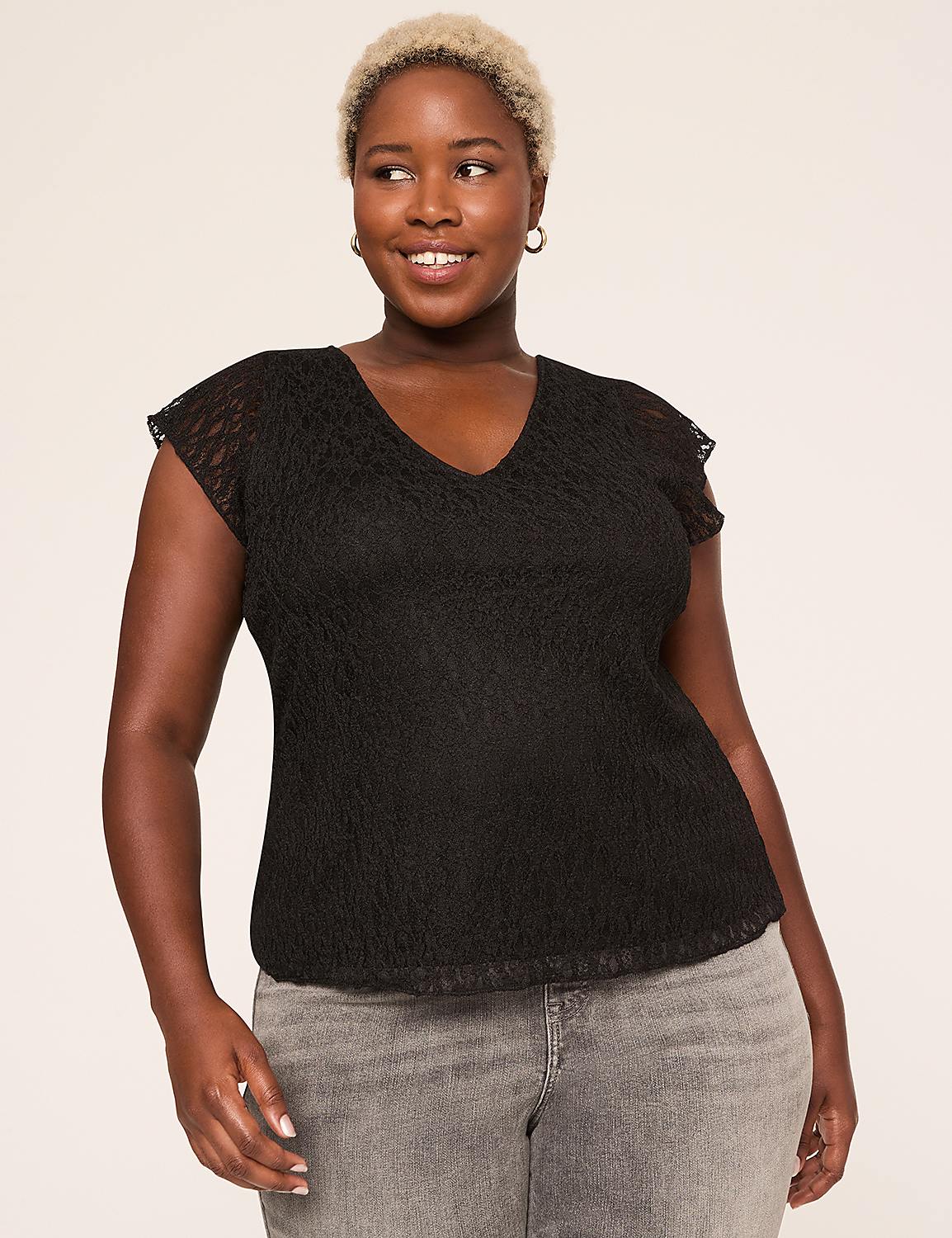 Tie-Back V-Neck Lace Top Product Image 1