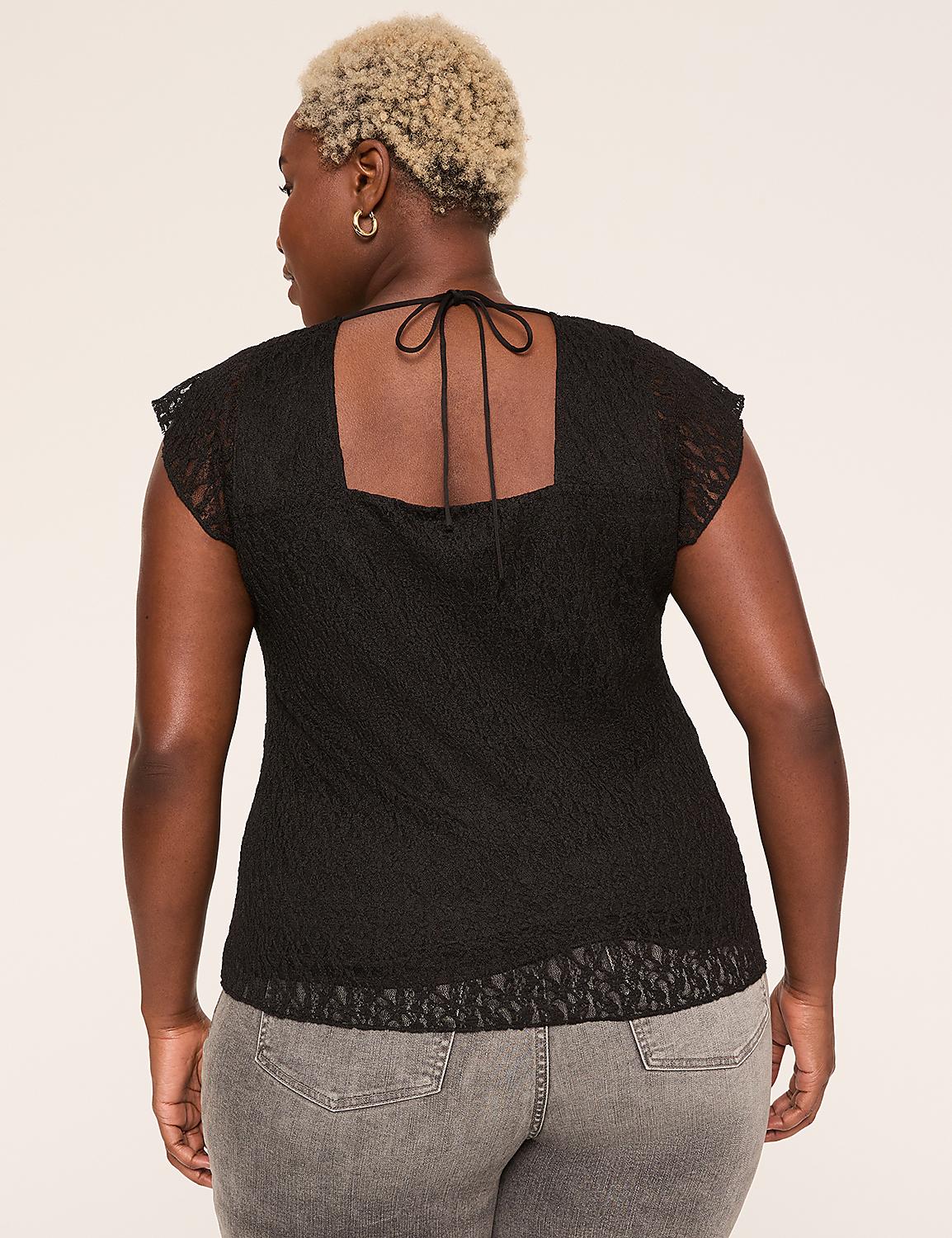 Tie-Back V-Neck Lace Top Product Image 2