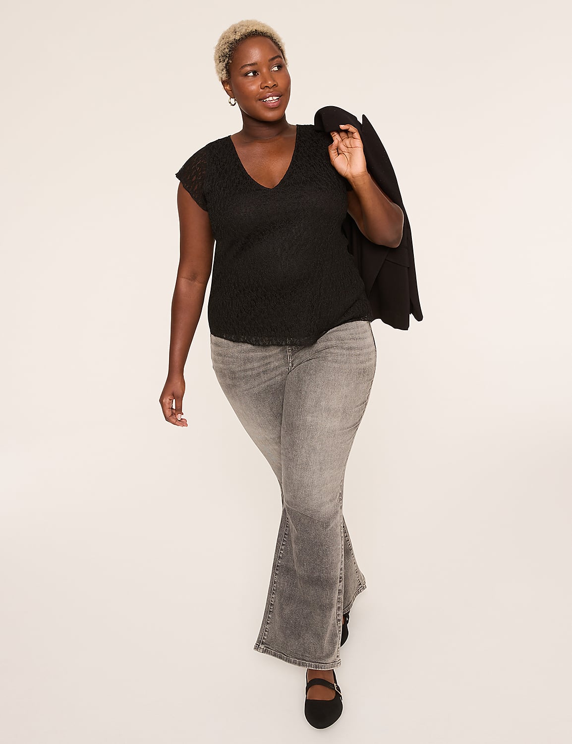 Tie-Back V-Neck Lace Top Product Image 3