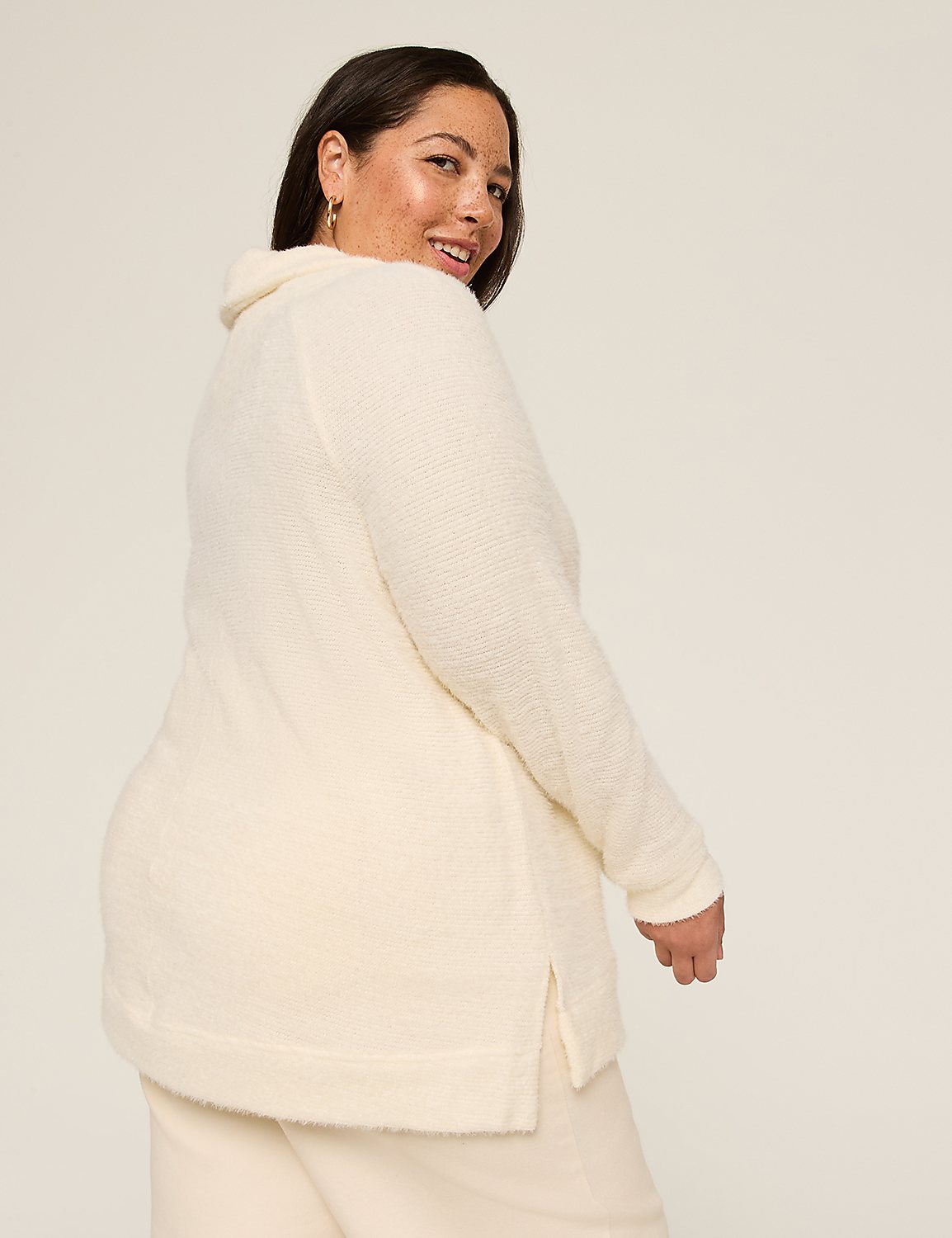 Cowl-Neck Textured Pullover Product Image 2