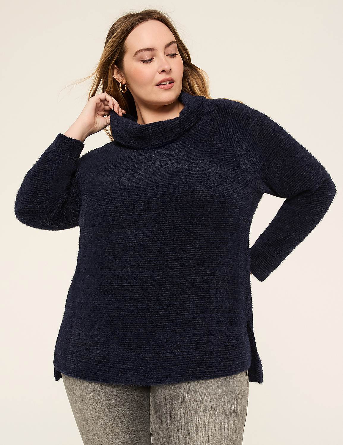 Cowl-Neck Textured Pullover Product Image 1