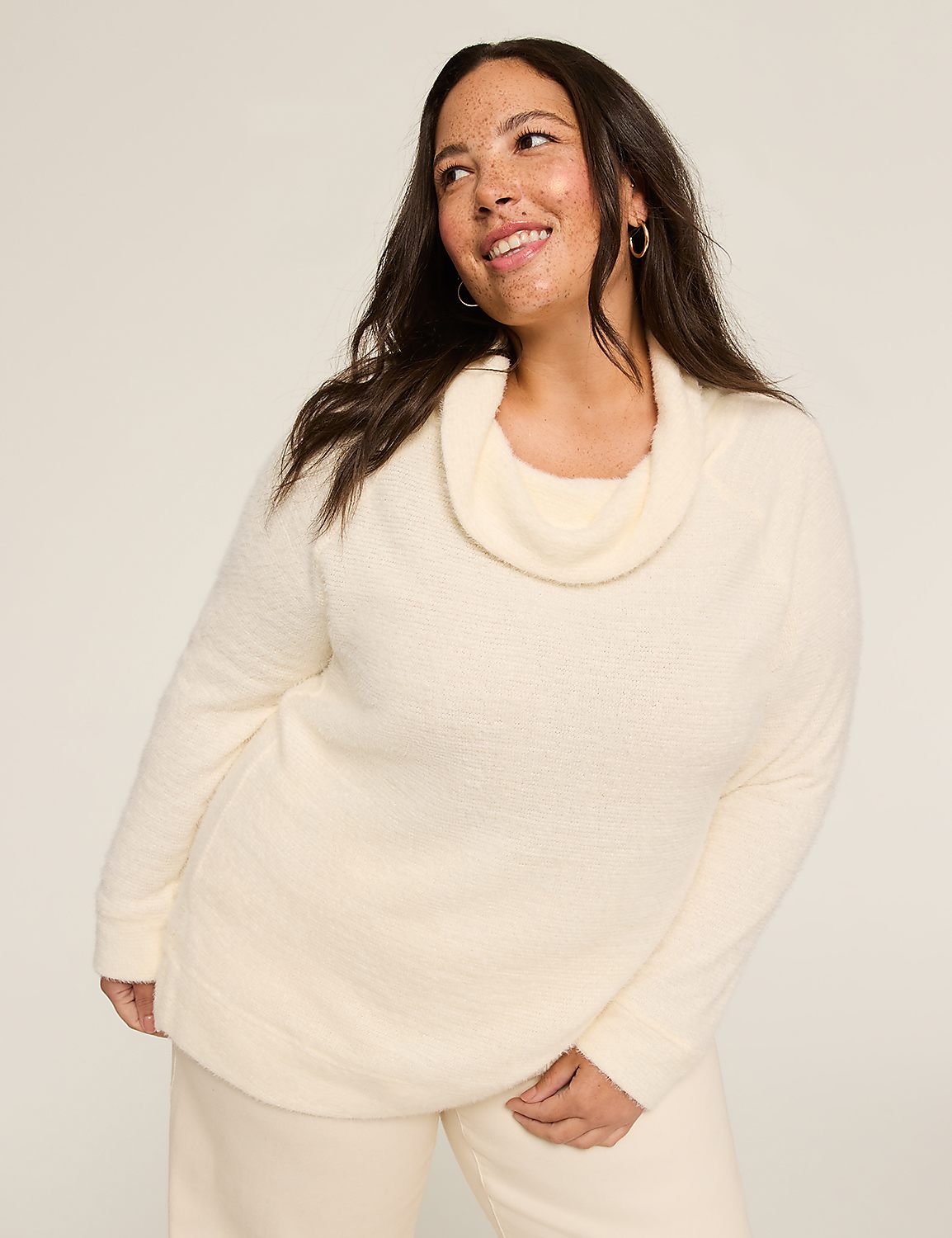 Cowl-Neck Textured Pullover Product Image 1