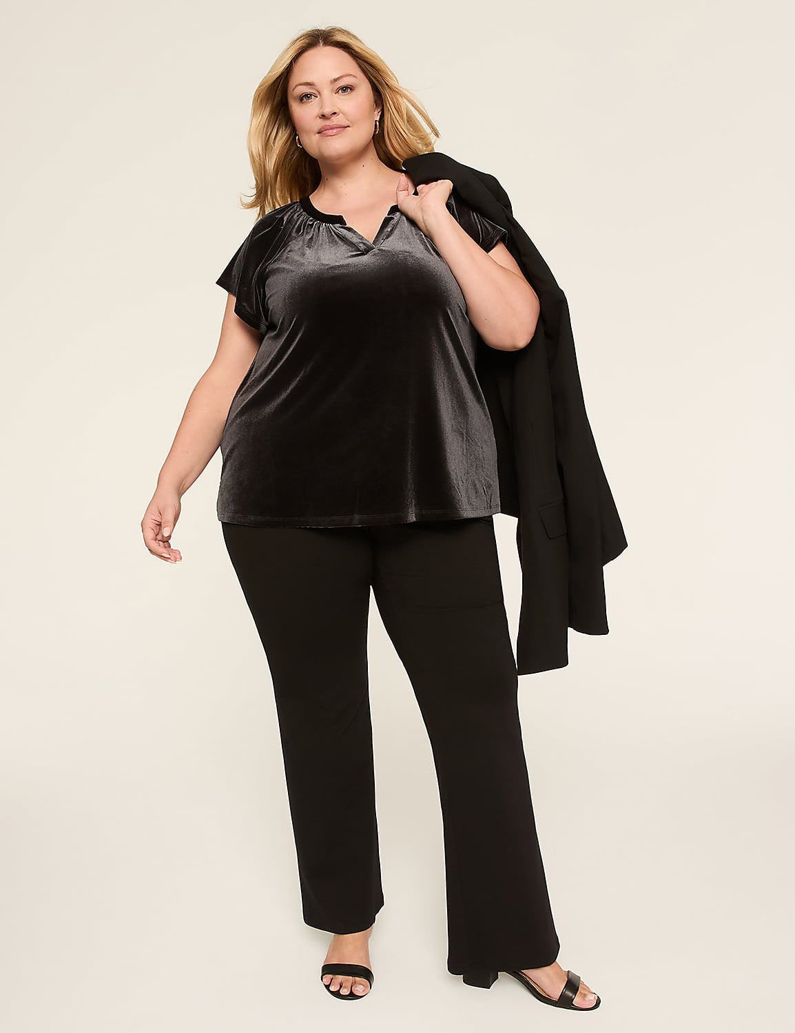 Velvet Notch-Neck Top Product Image 3