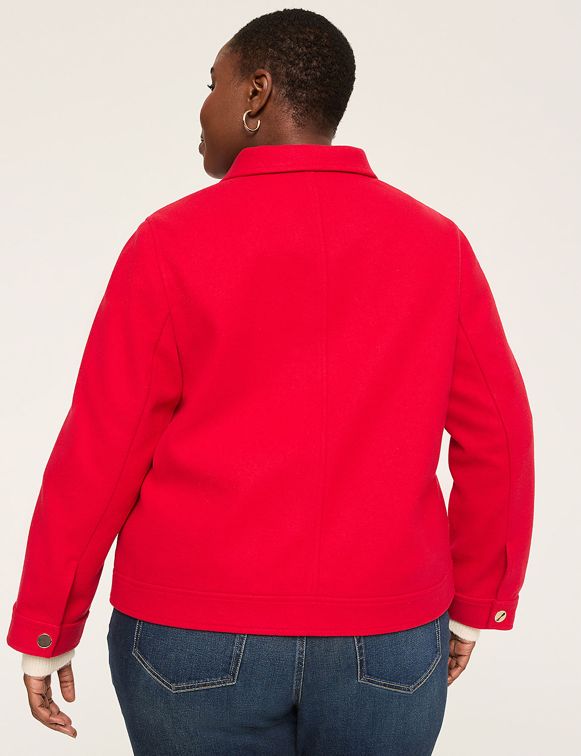 Snap-Button Collared Short Jacket Product Image 2