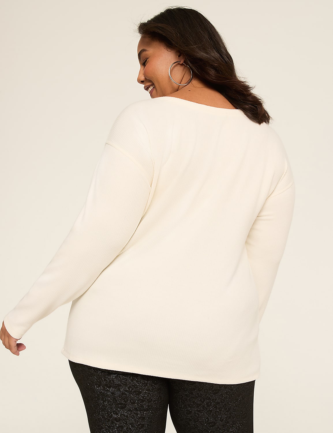 Crew-Neck Drop Shoulder Top Product Image 2