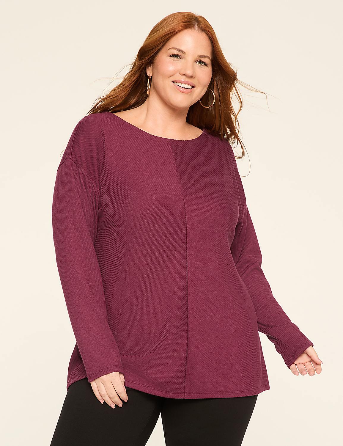 Crew-Neck Drop Shoulder Top Product Image 1