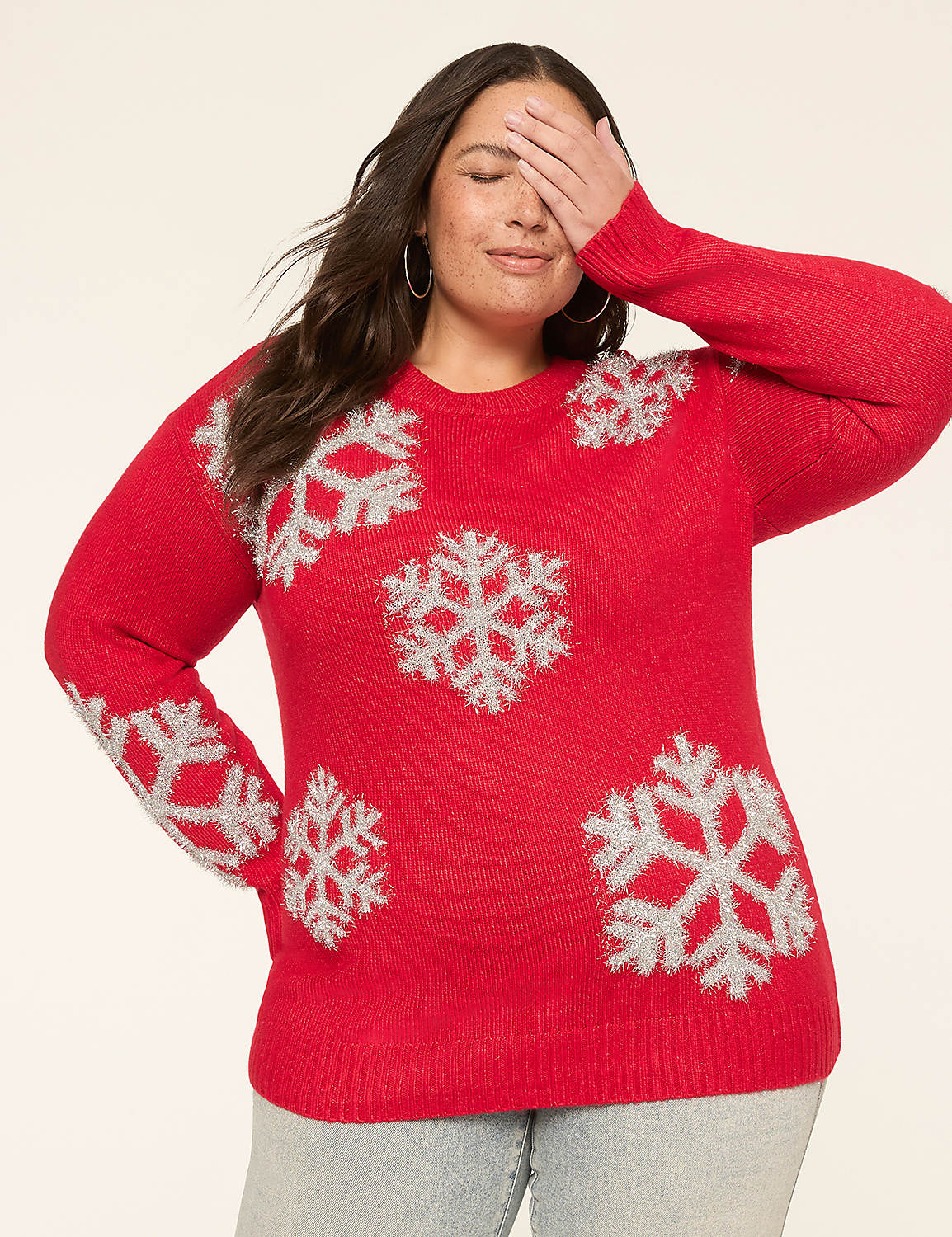 Sparkle Snowflake Pullover Sweater Product Image 1