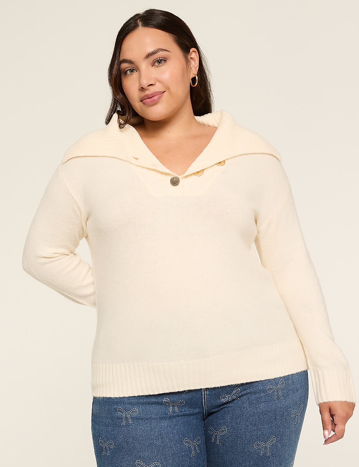 Button-Collar Pullover Sweater Product Image 1