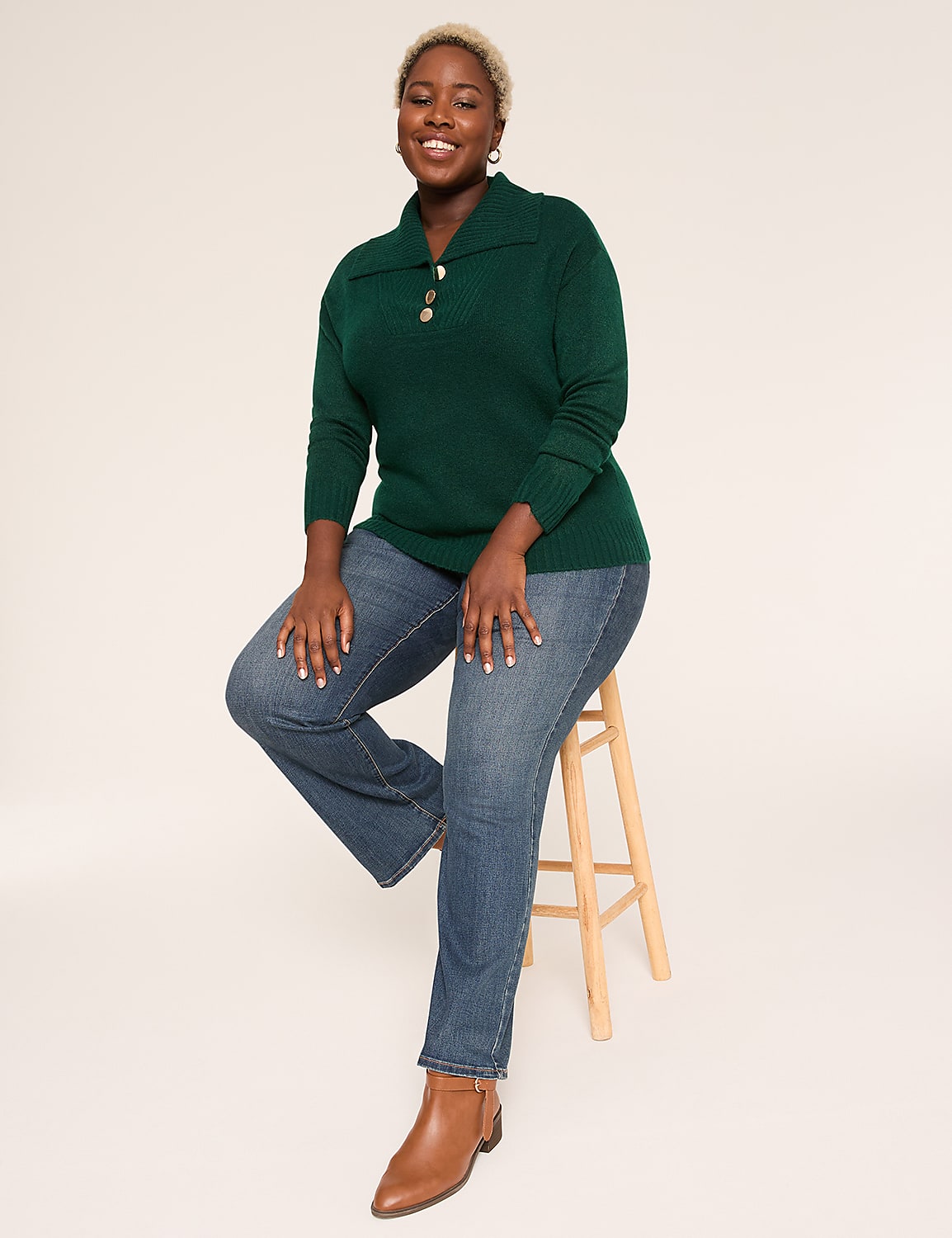 Button-Collar Pullover Sweater Product Image 3