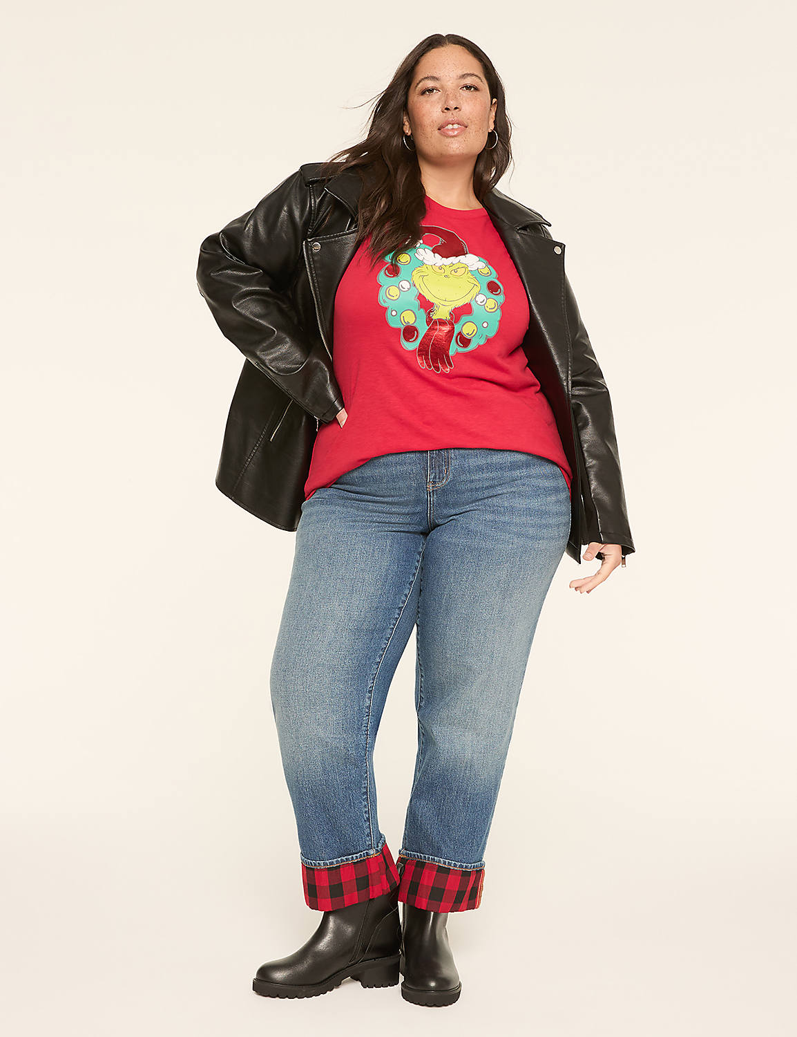 Grinch Wreath Long-Sleeve Graphic Tee Product Image 3