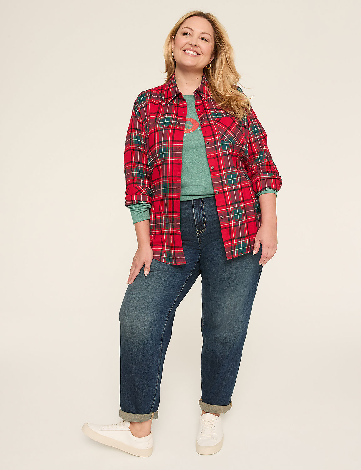 Button-Down Plaid Top Product Image 3