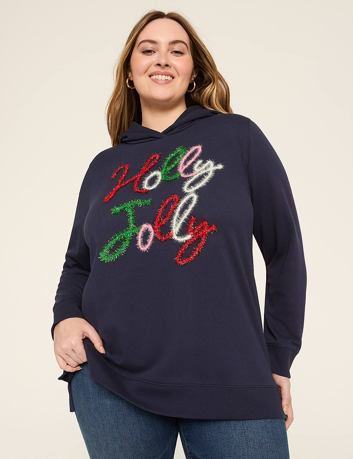 Relaxed Holly Jolly Graphic Hoodie Product Image 1