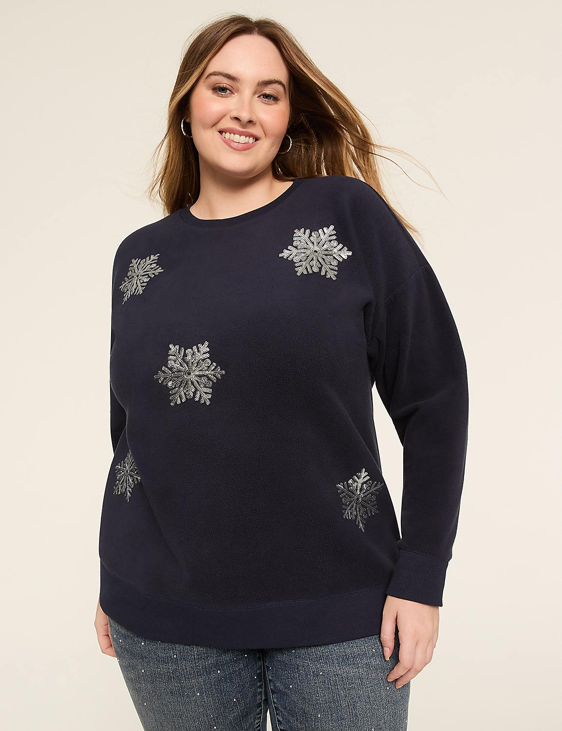 Sequin Snowflake Graphic Sweatshirt Product Image 1