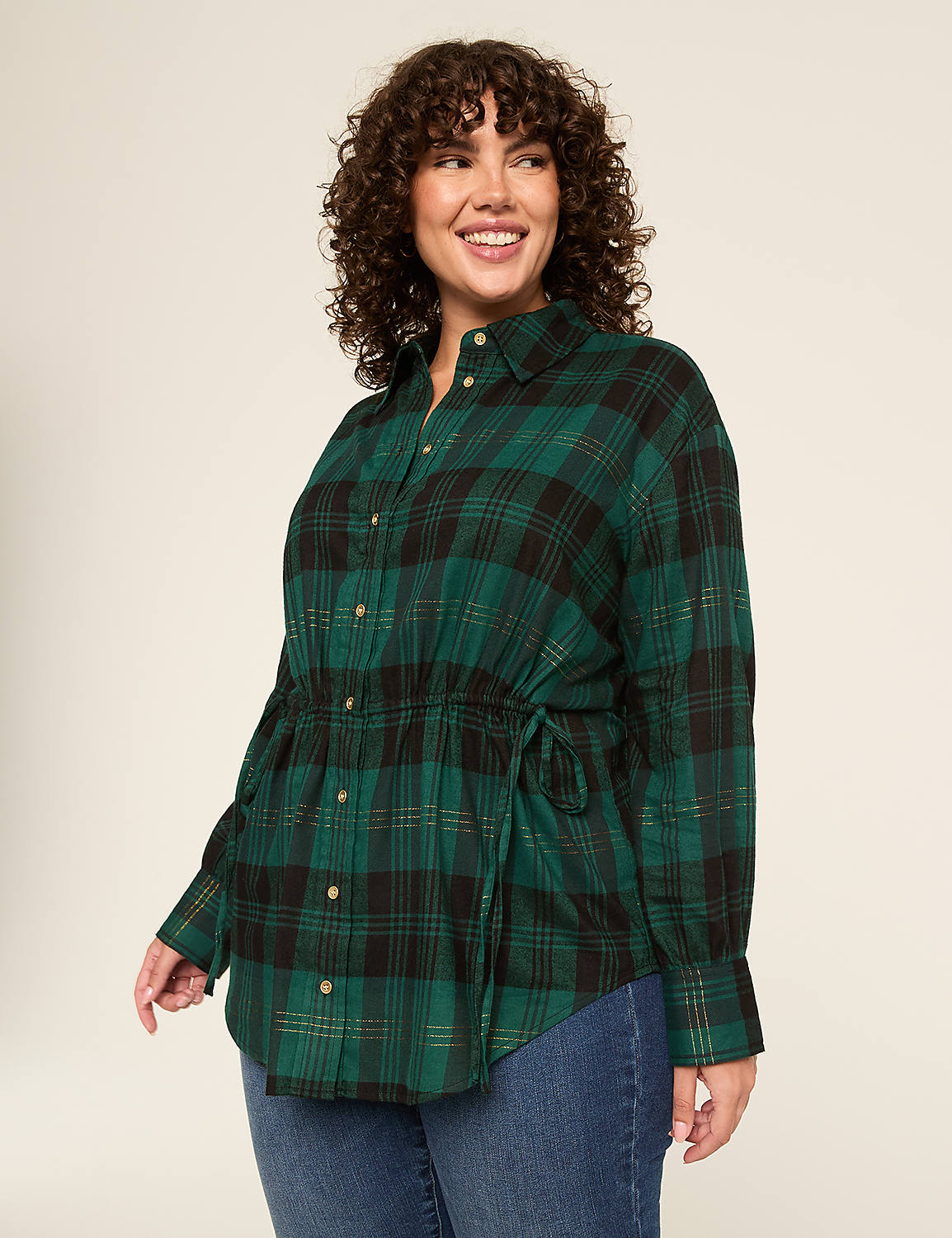 Relaxed Tie-Waist Button-Down Tunic Top Product Image 1