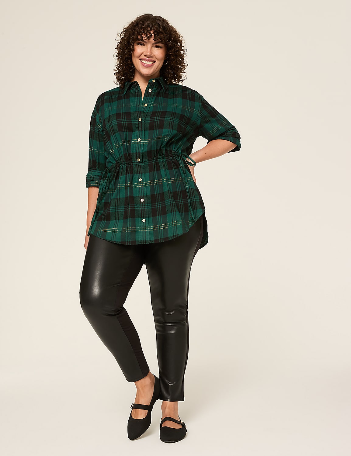 Relaxed Tie-Waist Button-Down Tunic Top Product Image 4