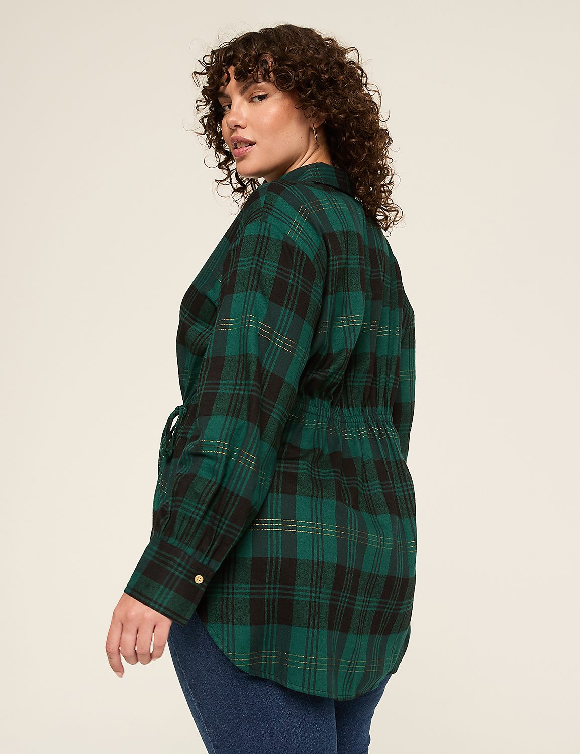 Relaxed Tie-Waist Button-Down Tunic Top Product Image 2